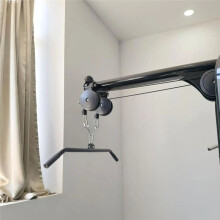 Fitness Cable Machine Pull Down Bar with Double to Single Adaptor Plate Spreader Bar Strength Training Equipment Black