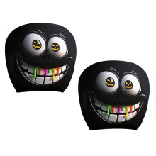 2Pcs Polyester Car Headrest Covers with Lovely Smile Patterns