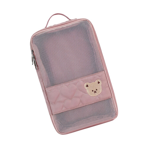 Small Diaper Storage Bag with Reinforced Bottom &-pink bear