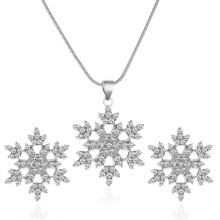 Halskette mit Schneeflocke, 3-teilig Silver