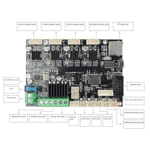 Silent Mainboard for 3D Printer Part 32-Bit TMC2208 V4.2.7 Mute Motherboard for -3 V2 2
