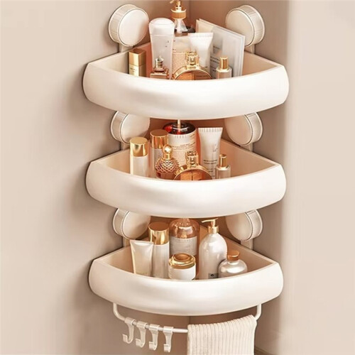 Wall-Mounted Aluminum Bathroom Shelf with No Drill Suction Cup Adhesive 1