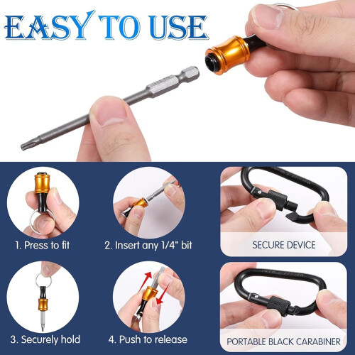 18 Pcs Drill Bit Holder Keychain, Quick Release Screwdriver Extension Tool with 105 Degree Right-Angle Driver 2