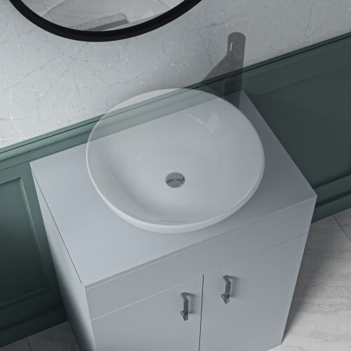 NES Home Nes Home 600mm Grey Moisture Resistant Vanity Cabinet Worktop 1