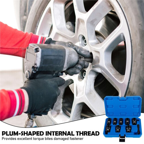 Lug Nut Extractor Set Drive Impact Bolt Remover Socket Tool Wheel Lock Removal Kit Out Extractor Set for Damaged