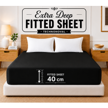 (Super King, Black) 40cm Deep Fitted Sheet - Premium Microfiber Mattress Sheet Single Double & King Sizes UK