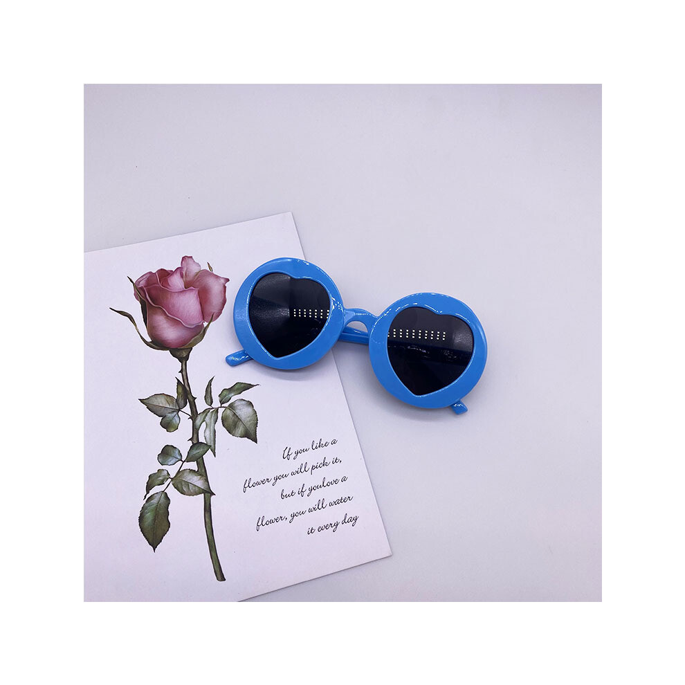 (Blue, Gray flakes) Glasses Love Children's Anti-UV Sunglasses for Boys and Girls Fashionable and Cool Sunglasses Lightweight UV400 Sunshade