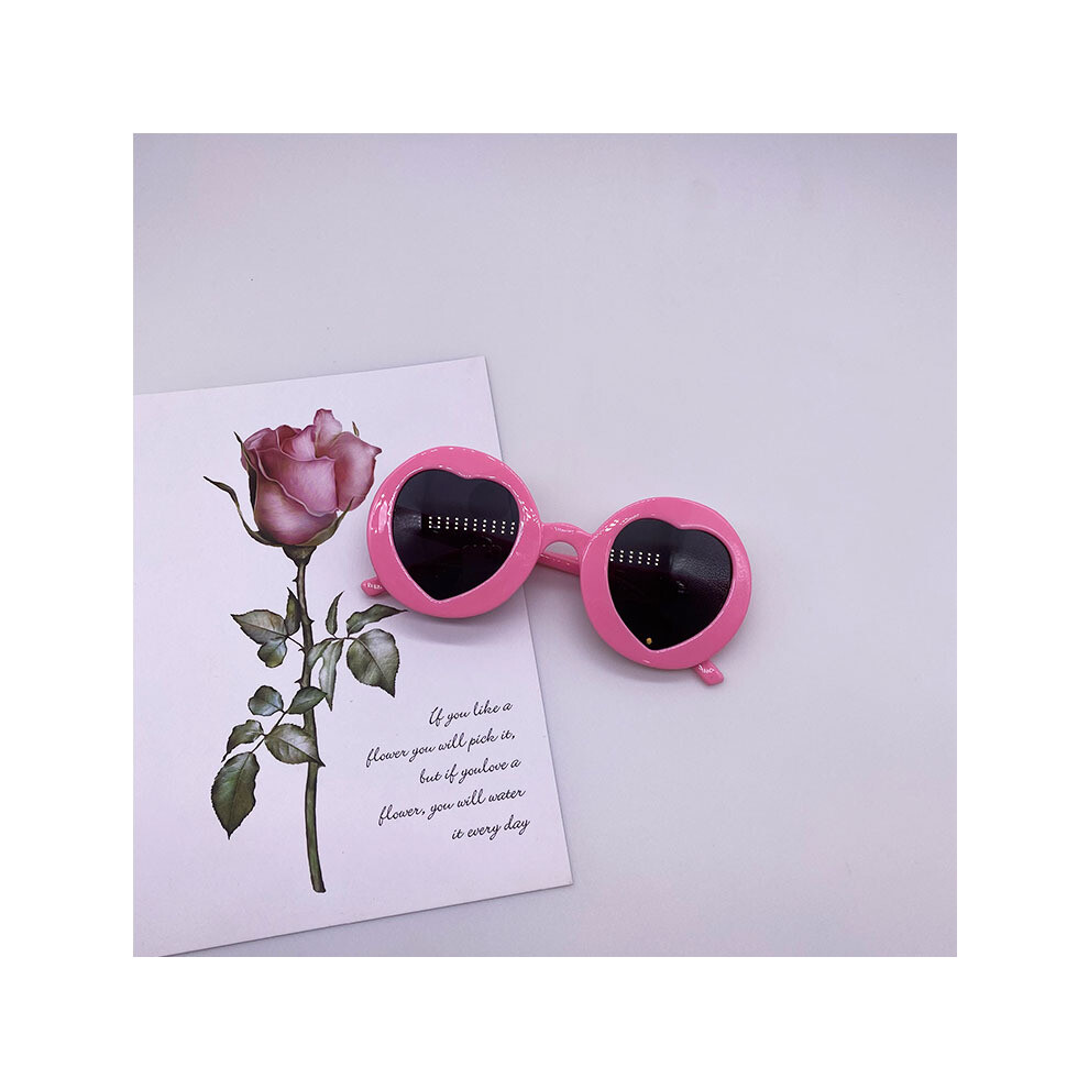 (Pink, Gray flakes) Glasses Love Children's Anti-UV Sunglasses for Boys and Girls Fashionable and Cool Sunglasses Lightweight UV400 Sunshade