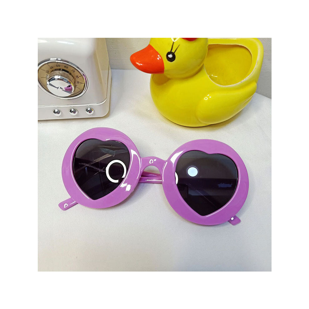 (Purple, Gray flakes) Glasses Love Children's Anti-UV Sunglasses for Boys and Girls Fashionable and Cool Sunglasses Lightweight UV400 Sunshade