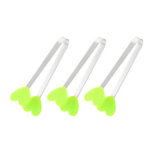 3Pcs Silicone Food Serving Tongs Ice Cubes Clip For-Green 2