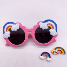 (Pink, Gray flakes) New cute children's cartoon fashion sunglasses rainbow-shaped boys and girls anti-UV sunglasses outdoor UV400