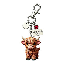 Koe sleutelhanger hanger met motiverend metalen label-Stijl1
