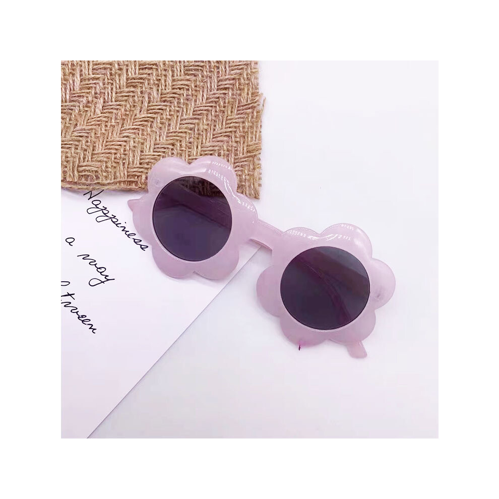 (Jelly powder, Gray flakes) New round children's sunflower sunglasses, fashionable street style, trendy baby glasses, sunglasses, anti-UV sunshade