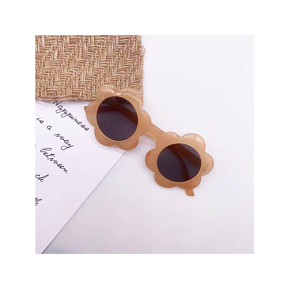 (Orange powder, Gray flakes) New round children's sunflower sunglasses, fashionable street style, trendy baby glasses, sunglasses, anti-UV sunshade