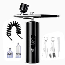 (Black) Airbrush with Compressor Portable Airbrush Painting Mini Spray Gun for Painting Electric Paint Gun Air Brush with Compressor Kit