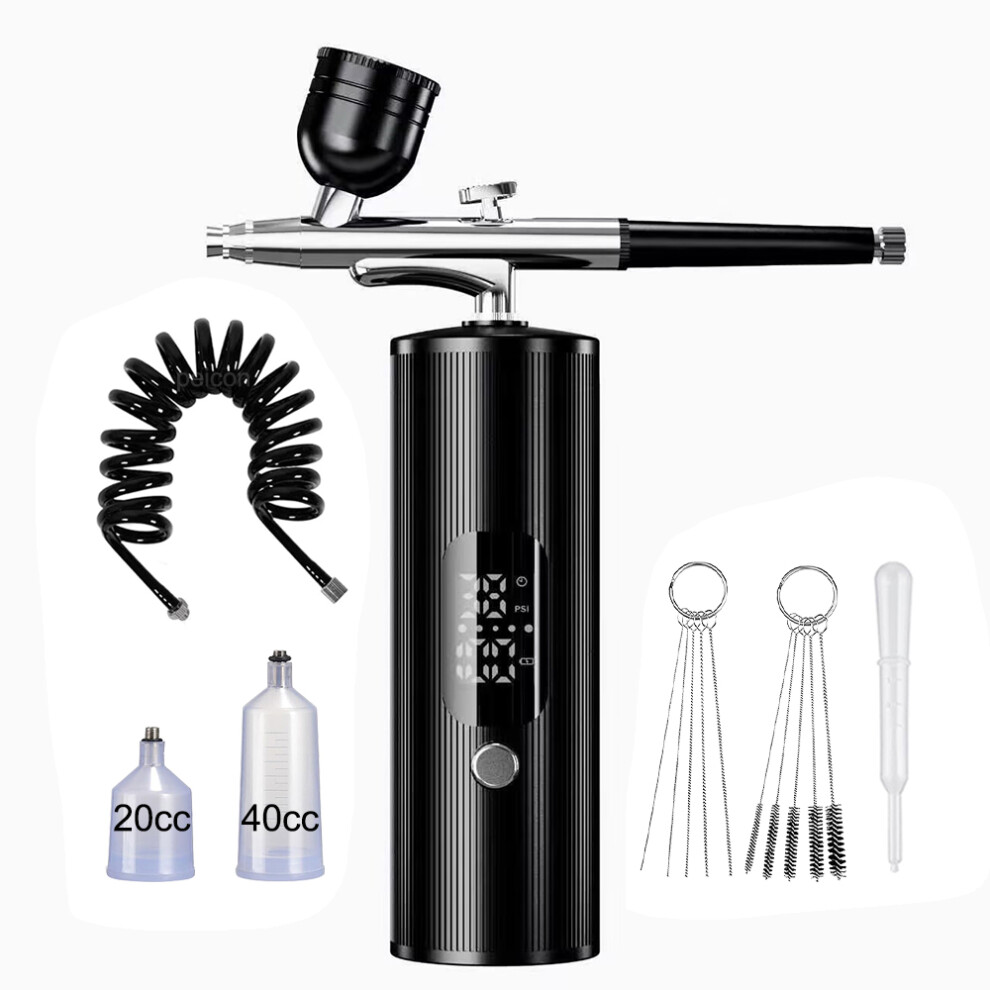 (Black) Airbrush With Compressor Portable Airbrush Painting Mini Spray Gun For Painting Electric Paint Gun Air Brush With Compressor Kit 4017648553627