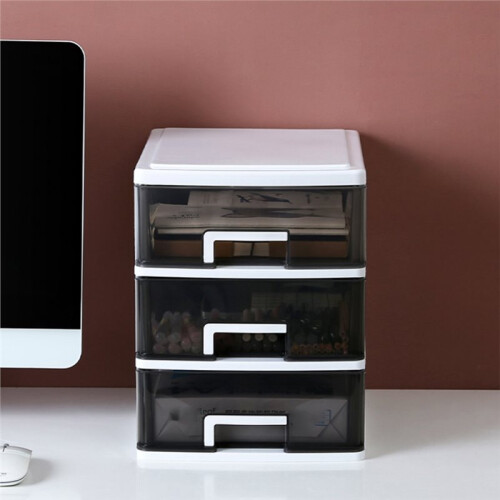 Four-Layer Drawer Type Storage Box, Transparent Black White, Ideal for Home 5 Drawer