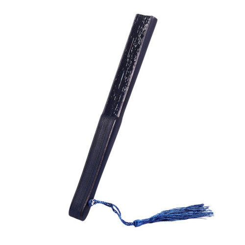2X Folding Ventaglio In Pizzo di Bambù, Farfalla Blu Scuro e Fiore Bianco 2