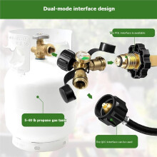 Divisor de Propano 2 Vias com Medidor, Adaptador para Fogões de Camping, Aquecedores, Churrasqueiras