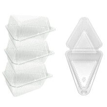 100 Pieces Cake Sandwich Disposable Plastic Containers, 4" Hinged Lid Cheesecake to Go Boxes for Home Bakery Cafe