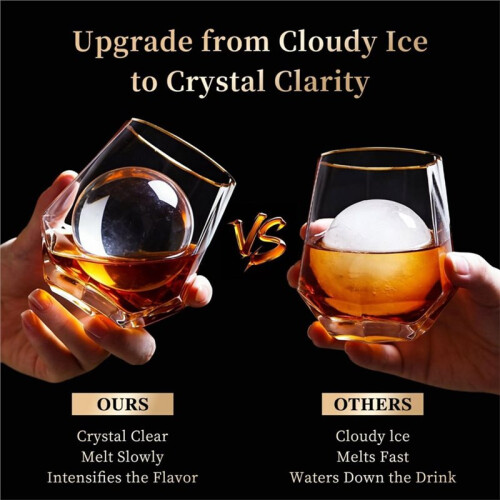 Clear Ice  Maker for Whiskey: 2.5" Crystal Clear Ice Maker,Large Ice Sphere Maker,Easy Release Ice  Maker 1