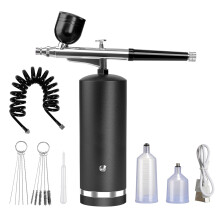 (Black) Airbrush with Compressor Portable Airbrush Painting Mini Spray Gun for Model Tattoo Paint Spray Gun Airbrush Kit with Compressor