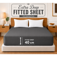 (Single, Charcoal) 40cm Deep Fitted Sheet - Premium Microfiber Mattress Sheet Single Double & King Sizes UK
