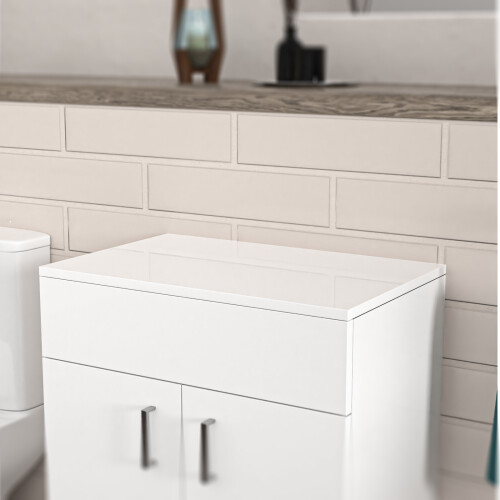 NES Home Nes Home 600mm White Moisture Resistant Vanity Cabinet Worktop 2