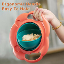 Advanced 360 Rotating Bowl , Balance Bowl- Spill-Proof Snack Cup with Secure Lid for Kids with Lid