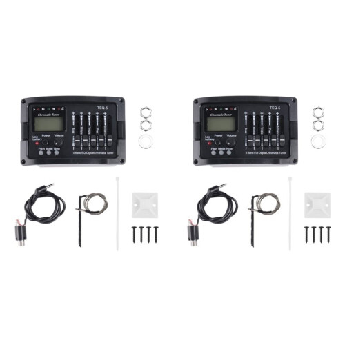 2X 5-Bands Akustisk Gitarr Preamp EQ Equalizer Klassisk Akustisk Gitarrförstärkare Digital Blend Tuner Piezo Pickup Utan Svansstift 1