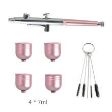 (Pink) Airbrush Spray Gun For Nails Airbrush Nails Accessories With Cups Airbrush Cleaning Kit Replacement For Nail Painting Cake Craft