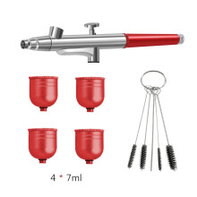 (Red) Airbrush Spray Gun For Nails Airbrush Nails Accessories With Cups Airbrush Cleaning Kit Replacement For Nail Painting Cake Craft