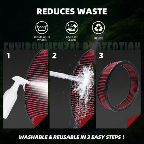 High Flow Round Air Filter Element Washable Air Cleaner Intake Filter Element Replacement for Hot Rod 14x3in Air Filter 1