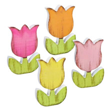 Spring Tulip Wooden Table Signs - Rustic Floral Decor for Home, Colorful Tabletop Centerpieces