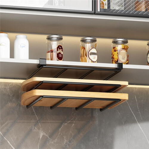 Kitchen Non-Punch Storage Rack Multi-Function Cutting Board Storage Cabinet Hanging Under-Cabinet Rack 1