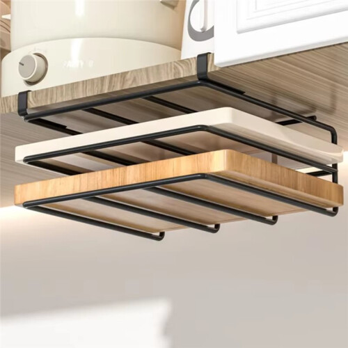 Kitchen Non-Punch Storage Rack Multi-Function Cutting Board Storage Cabinet Hanging Under-Cabinet Rack 2