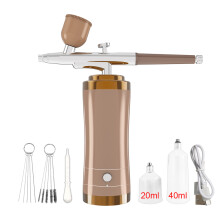 (Gold) Portable Airbrush Nail with Compressor Airbrush Nail Machine for Nails Art Painting Crafts Wireless Air Brush with Compressor