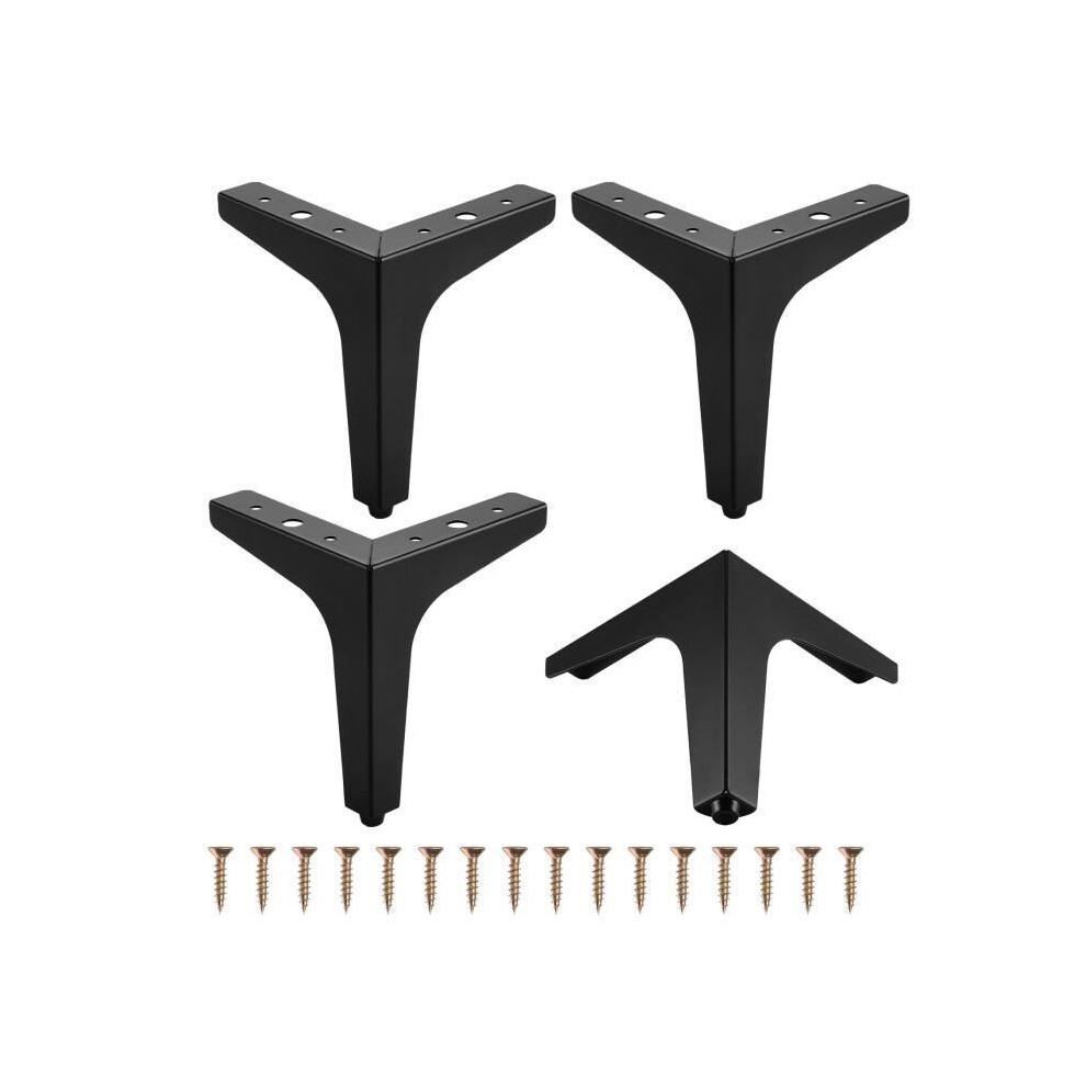 4Pcs 13Cm Metal Furniture Legs, Triangular Sofa Legs, Table, Cabinet, And Chair Legs With 16 Screws - Black 6083684971204