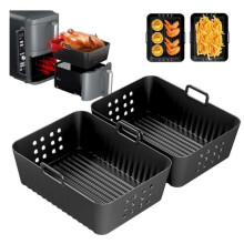 2 Paquet Moule Air Fryer pour Double Stack Friteuse Sans Huile , Silicone Moule Accessoires Airfryer pour Plat Pour Cuisine,yd