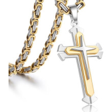 Kruishangerketting voor mannen en jongens, roestvrij staal, gouden en zilveren ketting, 22, 24, 26, 28, 30 inch.