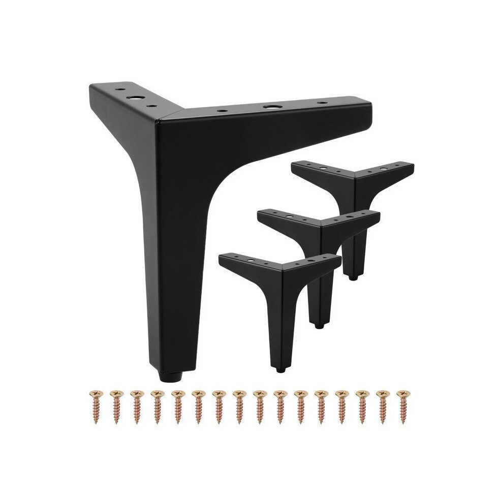 4Pcs 10Cm Metal Furniture Legs, Triangular Sofa Legs, Table, Cabinet, And Chair Legs With 16 Screws - Black 6083684971181
