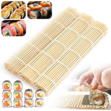 Set di 3 tappetini per sushi, tappetino in bambù naturale per arrotolare il sushi, kit di strumenti per la preparazione di sushi maki