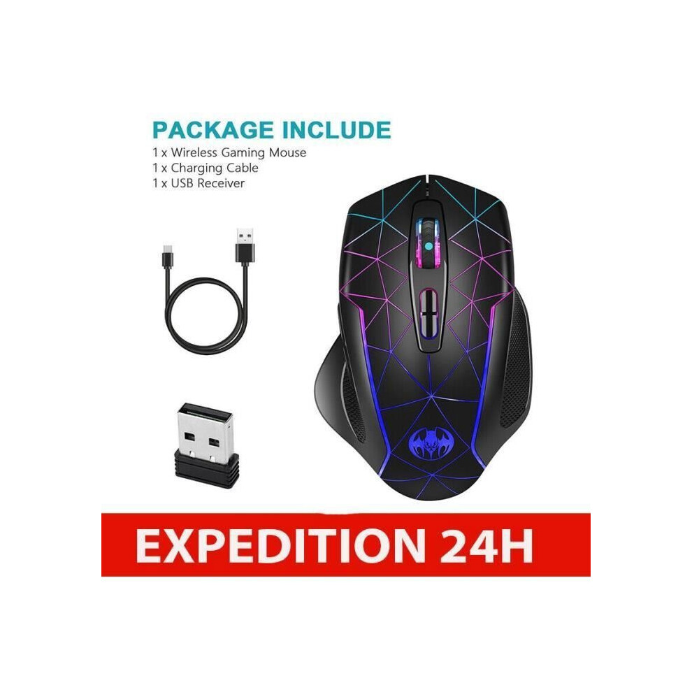 Wireless Mouse - Ergonomic - 2400 Dpi - 6 Buttons - Backlit - Usb 6083684971419