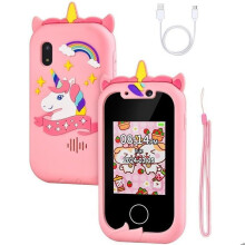 Telephone portable jouet enfants de 3-10 ans, 2,8" Smartphone Enfant avec Écran tactile HD 1080P Double Caméra - Rose