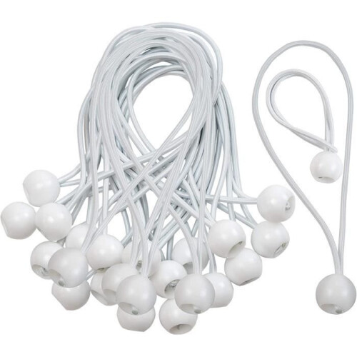Συσκευασία με 50 μακριά κορδόνια bungee - Λευκά - 15cm