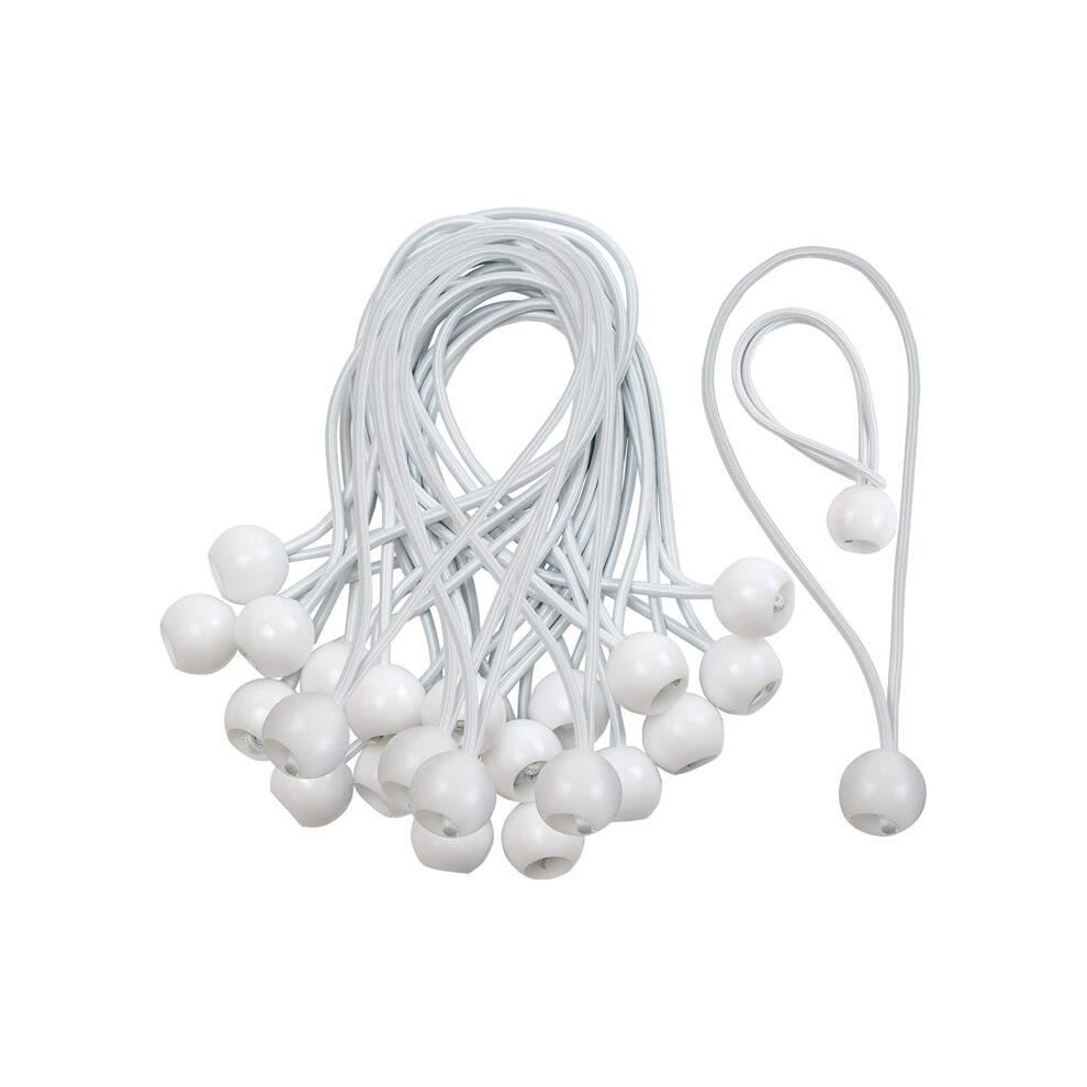 Pack Of 50 Long Loop Bungee Cords - White - 15Cm 6083684971396