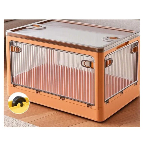 Foldable Storage Box with Wheels Large Capacity Transparent Stackable Waterproof for Closet Use and Home Organization C 2