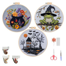 Gothic Halloween Embroidery -Kit for Adults, DIY Needlepoint with Spooky Patterns