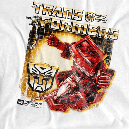 Transformers (S, White) Transformers Mens Ironhide Box 40th T-Shirt 2