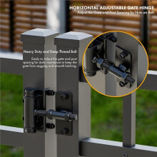 Heavy Duty Self-Closing Gate Hinges for Wood/Metal/Vinyl/PVC Fences, Adjustable Tension, Black Finish, 2-Pack